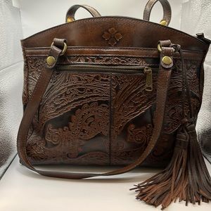 Patricia Nash Brown Tooled Leather bag. Non smoking home. Never Used.